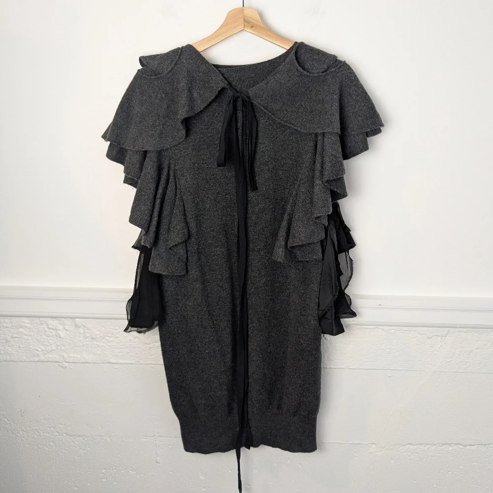 Sacai • Wool Ruffle Bow Sweater Dress - Picture 4 of 16
